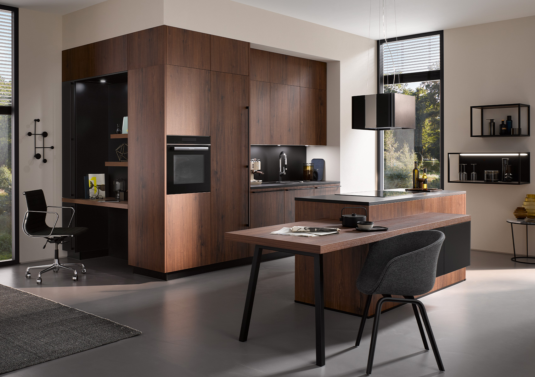 Häcker Küchen walnut German kitchen island